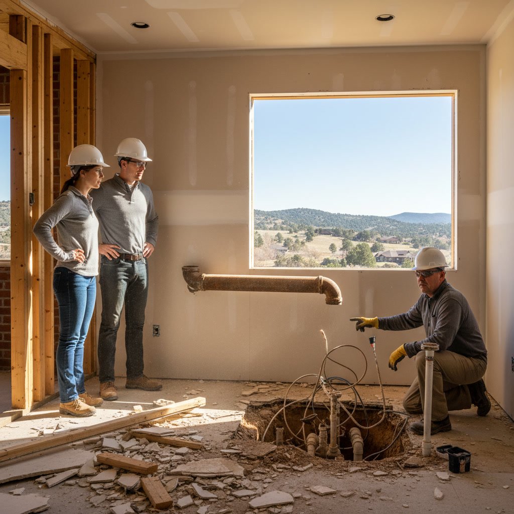 Exposed wall framing showing hidden water damage during whole house remodel