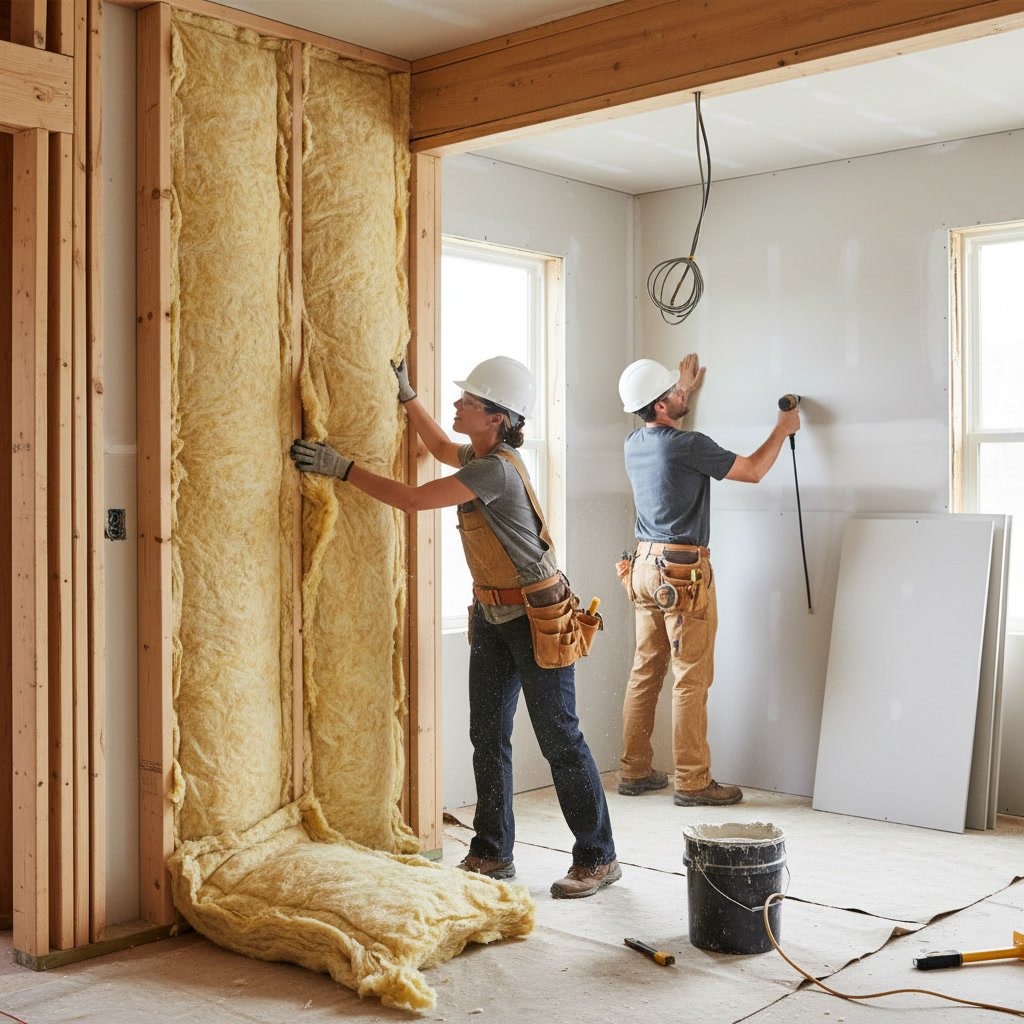 Drywall installation phase showing proper sequencing in home remodel project