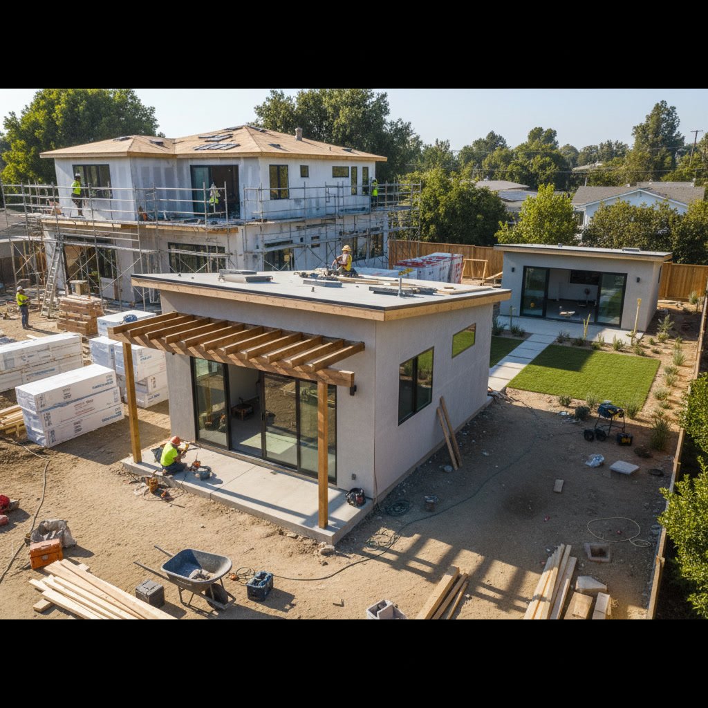 Modern Arizona home exterior showing completed whole house remodel with attached casita addition
